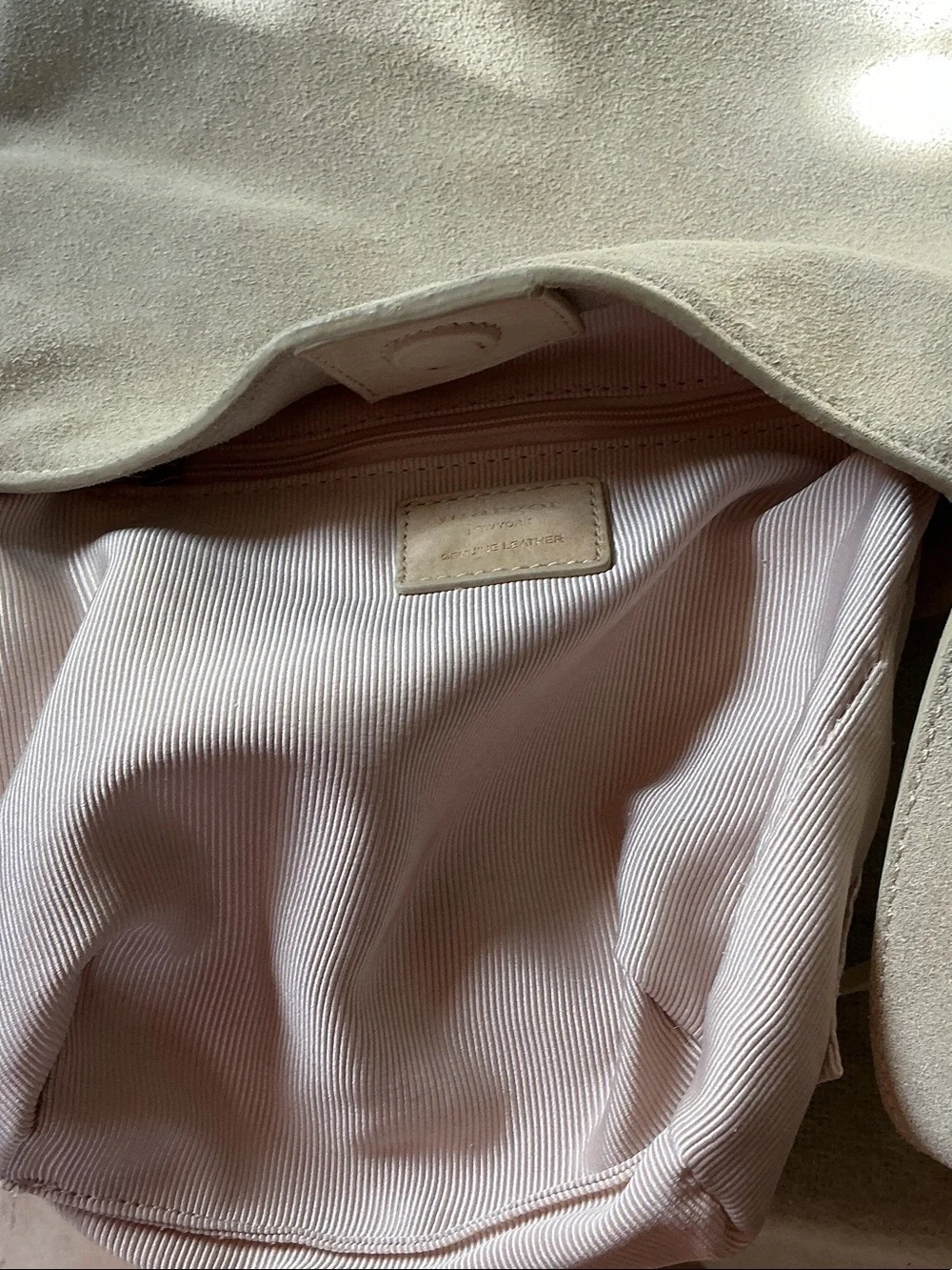margot Suede Shoulder Bag in Pale Pink